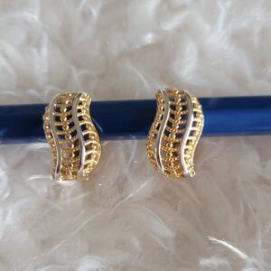 Elegant 18k Gold-Filled (no stamp) Two Tone Wave Earrings